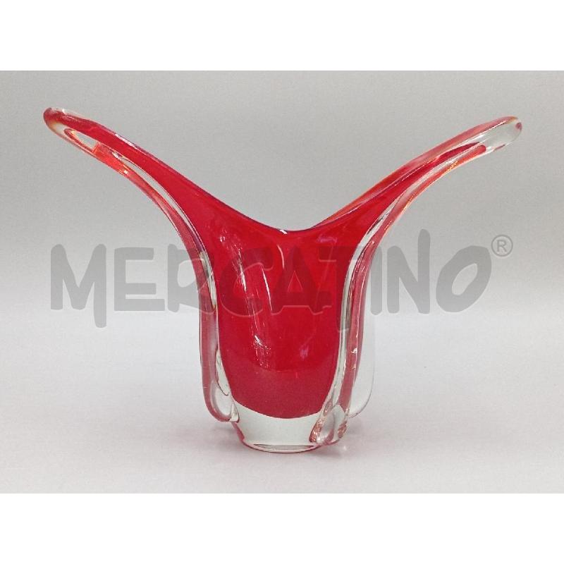VASO VETRO MURANO ROSSO RUBINO ALTO CM 22 X 30 | Mercatino dell'Usato Moncalieri bengasi 3