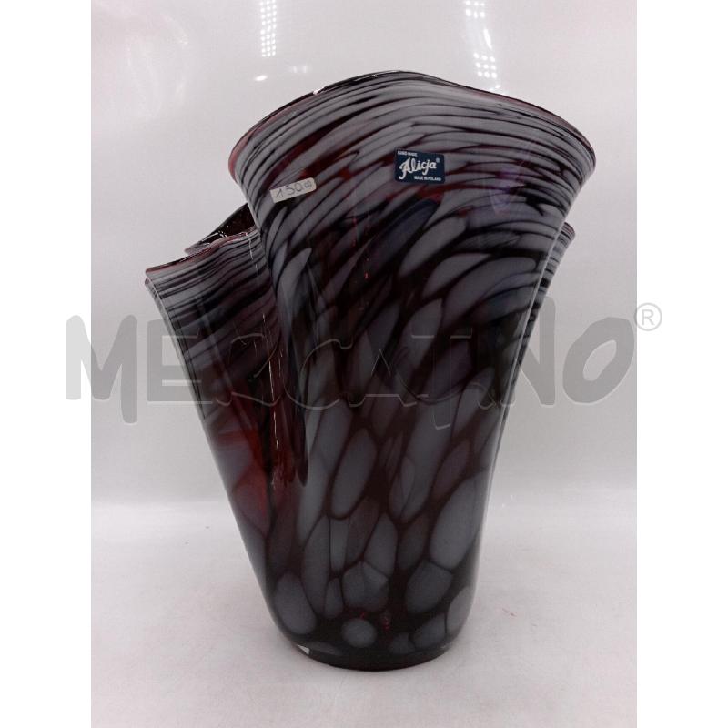 VASO VETRO STILE MURANO FAZZOLETTO COLORAZIONE AMBRATA E MACULATO BIANCO  | Mercatino dell'Usato Moncalieri bengasi 2