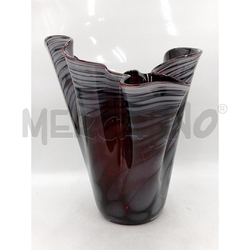 VASO VETRO STILE MURANO FAZZOLETTO COLORAZIONE AMBRATA E MACULATO BIANCO  | Mercatino dell'Usato Moncalieri bengasi 3