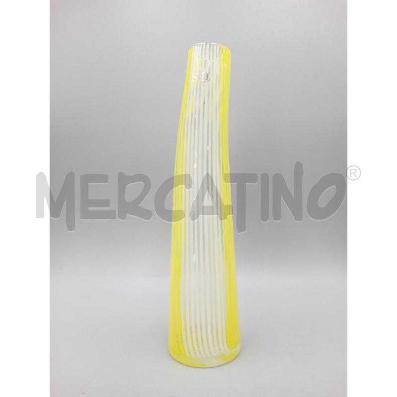 VASO VETRO STILE MURANO MANIFATTURA SIA COLORAZIONE GIALLA RIGHE  | Mercatino dell'Usato Moncalieri bengasi 1