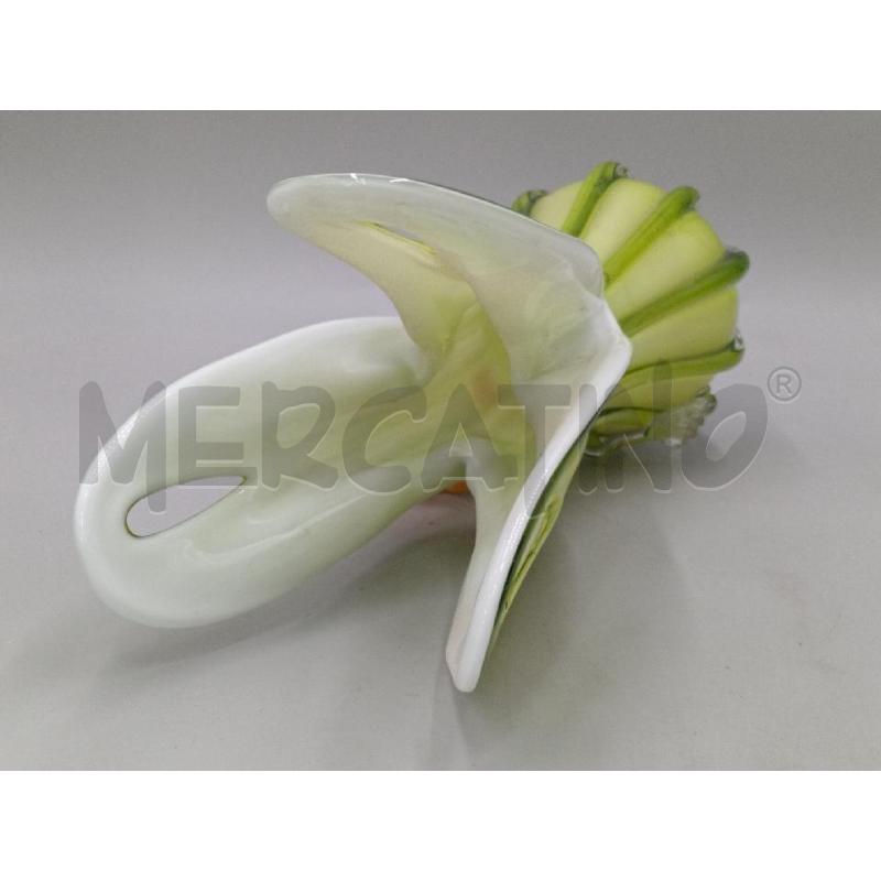 VASO VETRO VERDE FIORE ARANCIO | Mercatino dell'Usato Moncalieri bengasi 4