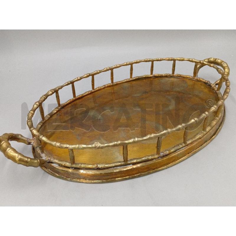 VASSOIO METALLO FORMA OVALE OTTONE C/DOPPI MANICI  | Mercatino dell'Usato Moncalieri bengasi 1