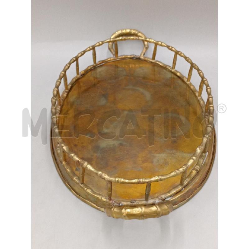 VASSOIO METALLO FORMA OVALE OTTONE C/DOPPI MANICI  | Mercatino dell'Usato Moncalieri bengasi 3