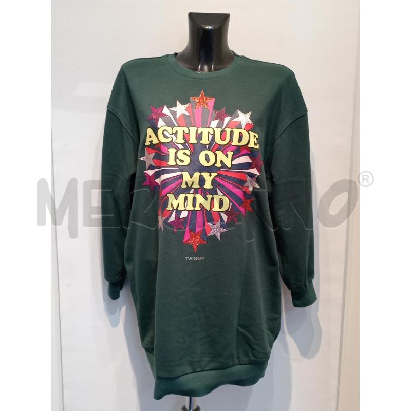 VESTITO DONNA ACTITUDE TWIN SET VERDE CON STAMPA | Mercatino dell'Usato Moncalieri bengasi 1