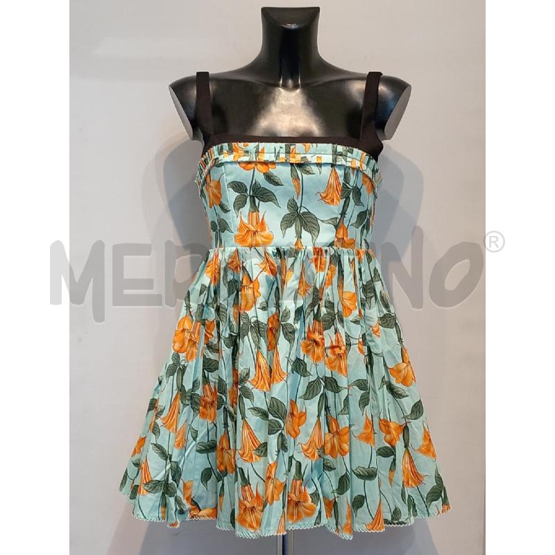 VESTITO DONNA AGUA VERDE FIORI ARANCIONI SMANICATO SPALLINE NERE | Mercatino dell'Usato Moncalieri bengasi 1