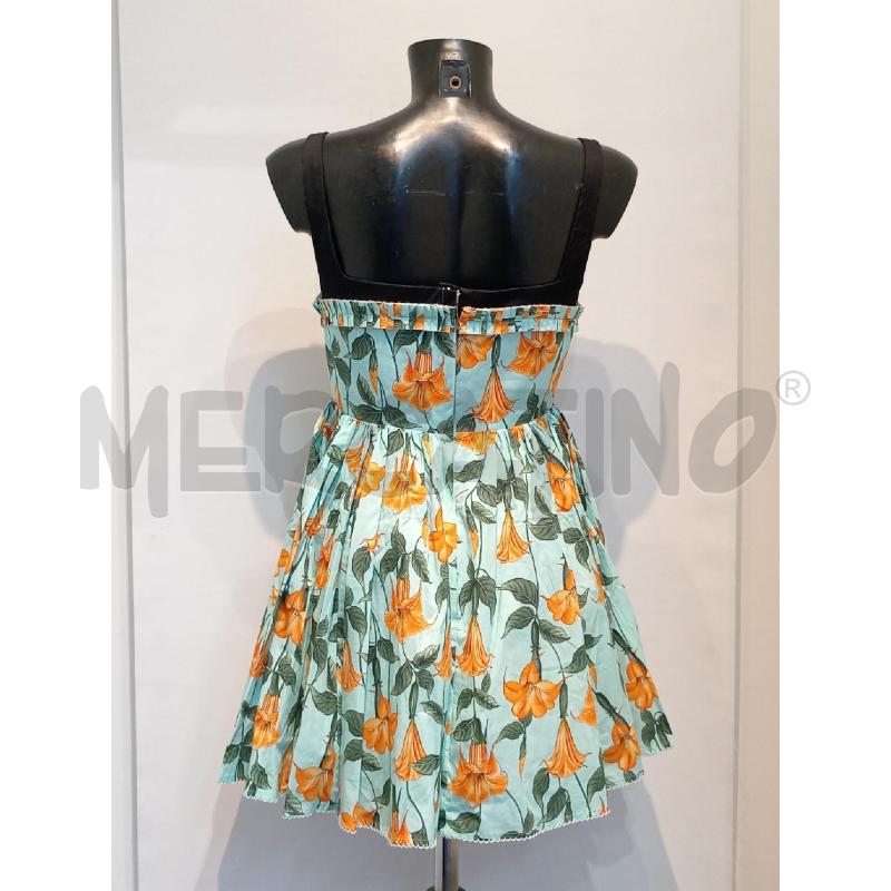 VESTITO DONNA AGUA VERDE FIORI ARANCIONI SMANICATO SPALLINE NERE | Mercatino dell'Usato Moncalieri bengasi 2