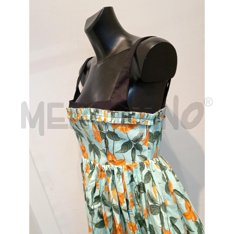 VESTITO DONNA AGUA VERDE FIORI ARANCIONI SMANICATO SPALLINE NERE | Mercatino dell'Usato Moncalieri bengasi 3