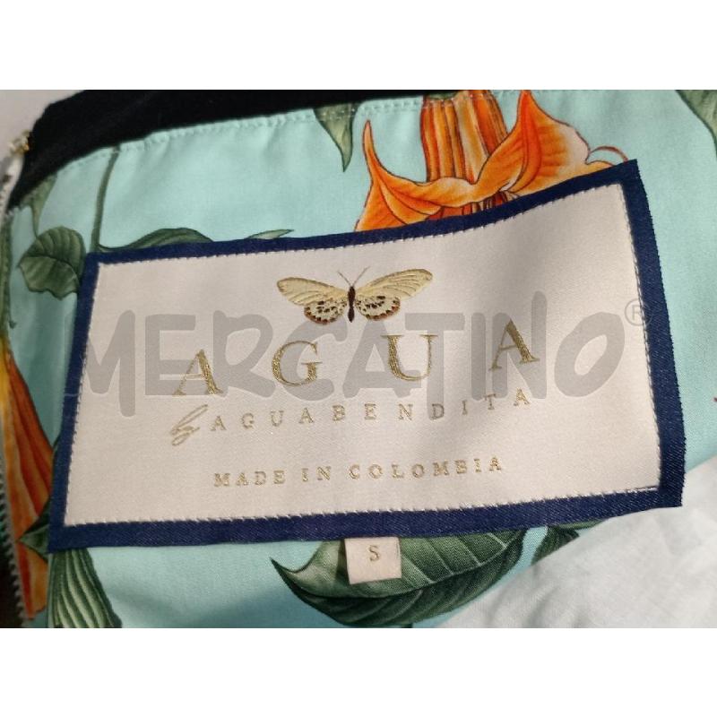 VESTITO DONNA AGUA VERDE FIORI ARANCIONI SMANICATO SPALLINE NERE | Mercatino dell'Usato Moncalieri bengasi 5