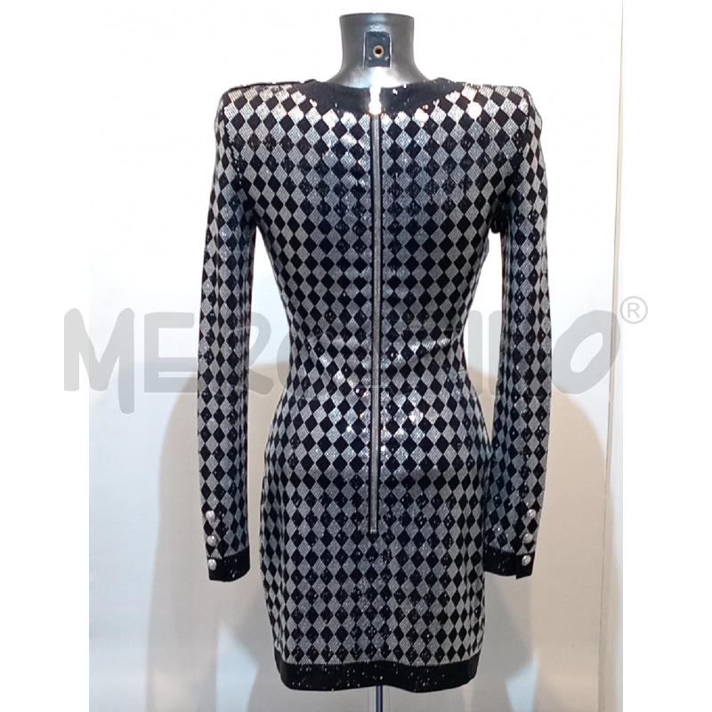 VESTITO DONNA BALMAIN LAVORAZIONE STRASS A ROMBI ARGENTO NERO  | Mercatino dell'Usato Moncalieri bengasi 2