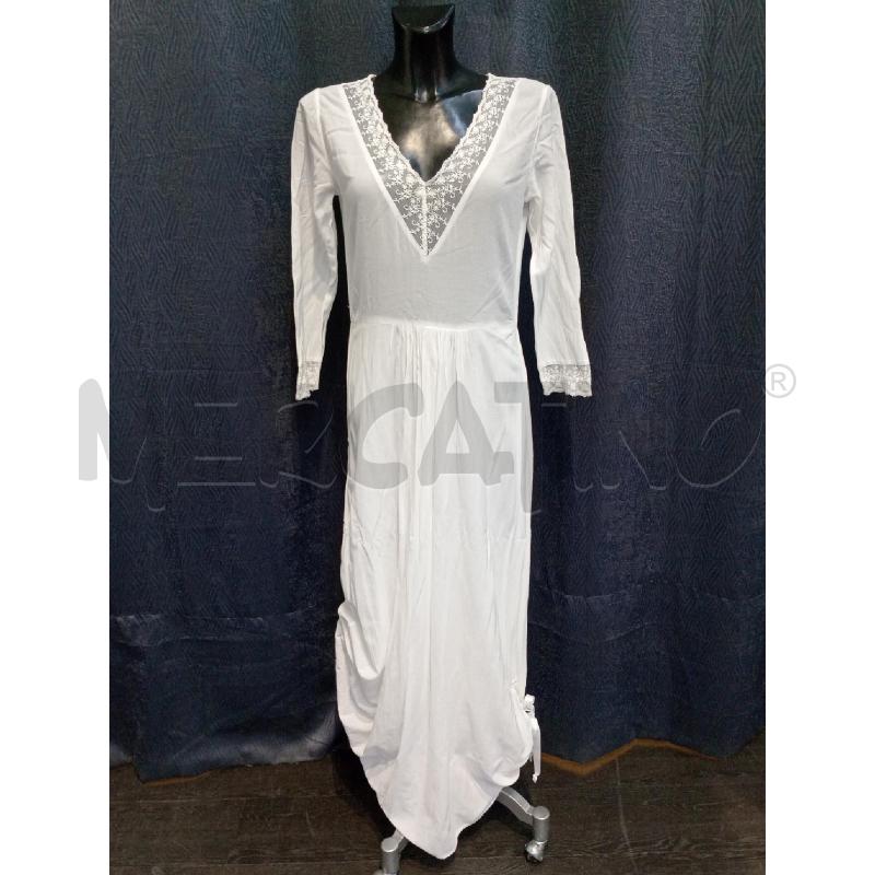 VESTITO DONNA BENETTON BIANCO LUNGO INSERTI PIZZO | Mercatino dell'Usato Moncalieri bengasi 1