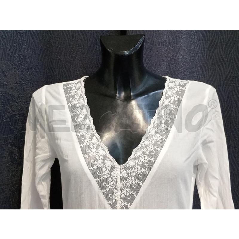 VESTITO DONNA BENETTON BIANCO LUNGO INSERTI PIZZO | Mercatino dell'Usato Moncalieri bengasi 4