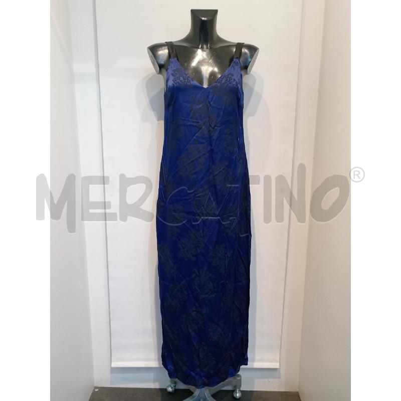 VESTITO DONNA CARLA G BLU FIORI NERO RASO   | Mercatino dell'Usato Moncalieri bengasi 1
