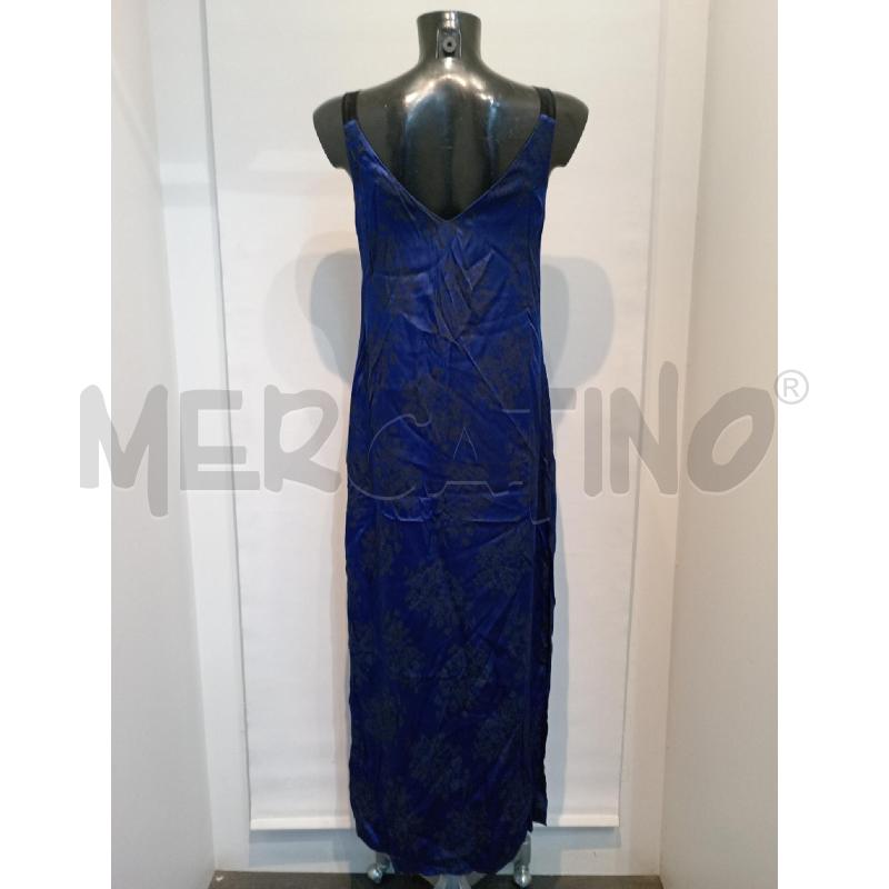 VESTITO DONNA CARLA G BLU FIORI NERO RASO   | Mercatino dell'Usato Moncalieri bengasi 2