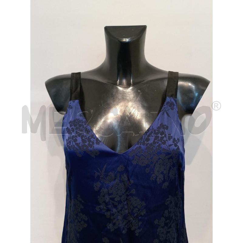 VESTITO DONNA CARLA G BLU FIORI NERO RASO   | Mercatino dell'Usato Moncalieri bengasi 3