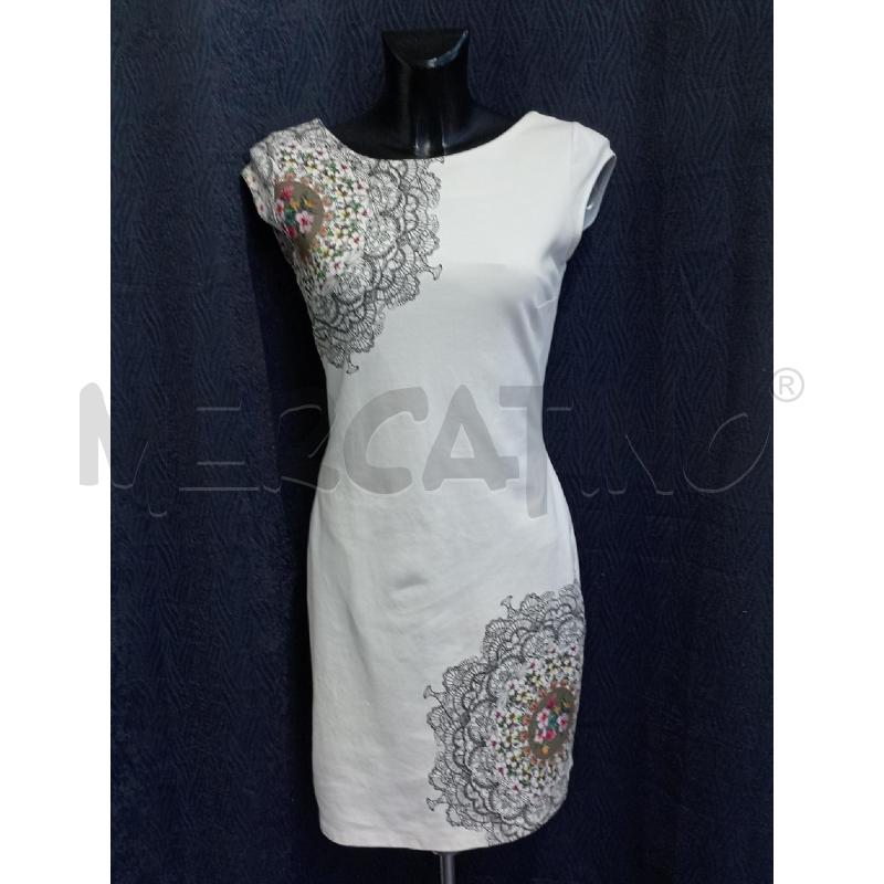 VESTITO DONNA DESIGUAL BIANCO CON FIORI  | Mercatino dell'Usato Moncalieri bengasi 1