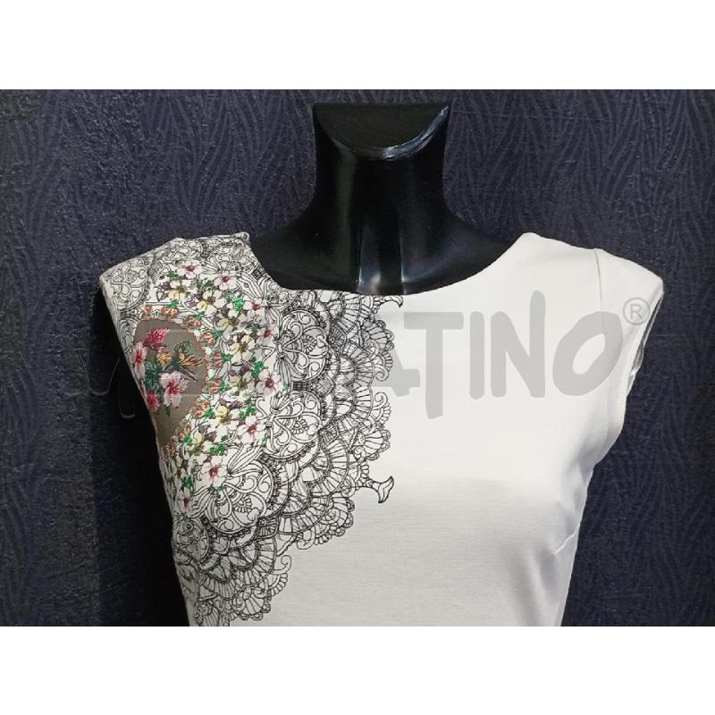 VESTITO DONNA DESIGUAL BIANCO CON FIORI  | Mercatino dell'Usato Moncalieri bengasi 3