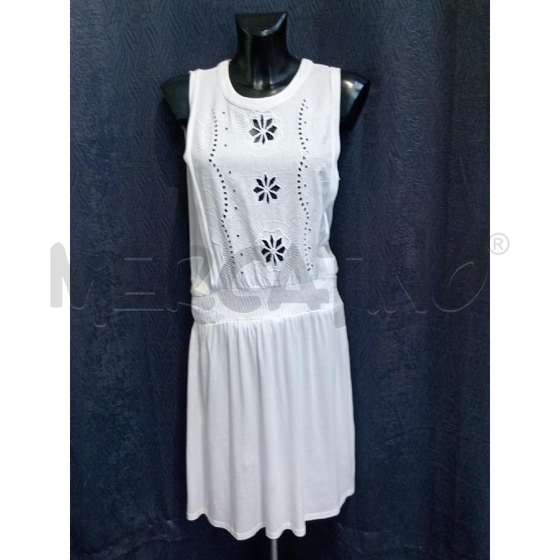 VESTITO DONNA DESIGUAL BIANCO TRAFORATO ARRICCIATO VITA | Mercatino dell'Usato Moncalieri bengasi 1