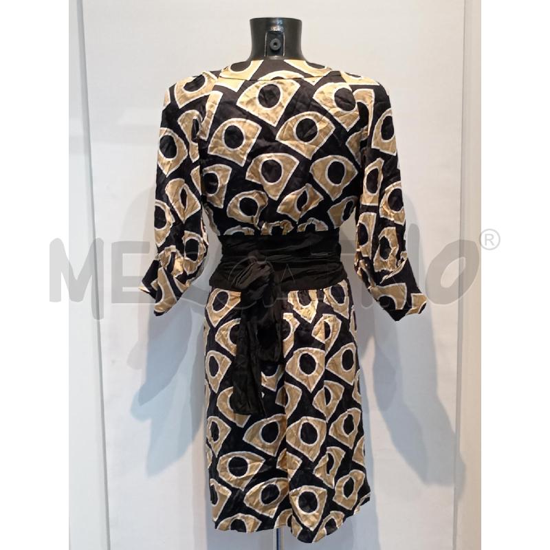 VESTITO DONNA DIAN VON FUSTENBERG NERO MARRONE A PORTAFOGLIO MISTO SETA | Mercatino dell'Usato Moncalieri bengasi 2