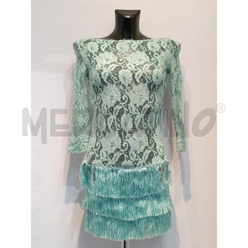 VESTITO DONNA ELISABETTA FRANCHI PIZZO E FRANGE VERDE MENTA  | Mercatino dell'Usato Moncalieri bengasi 1