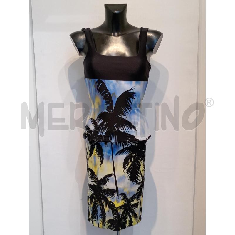 VESTITO DONNA FLAVIO PUGLISI NERO CON FANTASIA PALME | Mercatino dell'Usato Moncalieri bengasi 1