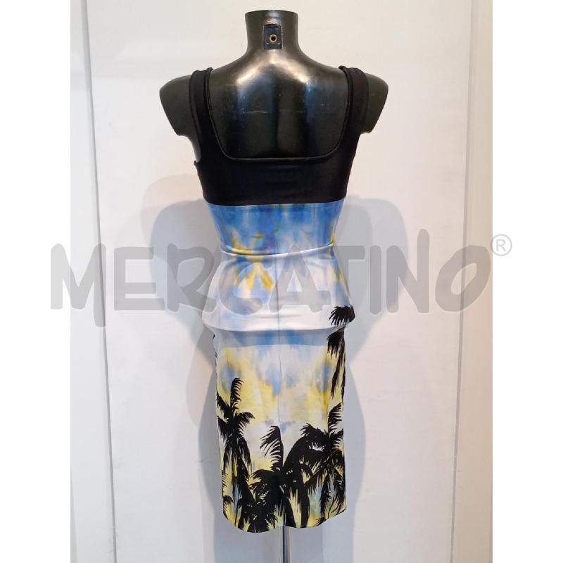 VESTITO DONNA FLAVIO PUGLISI NERO CON FANTASIA PALME | Mercatino dell'Usato Moncalieri bengasi 2