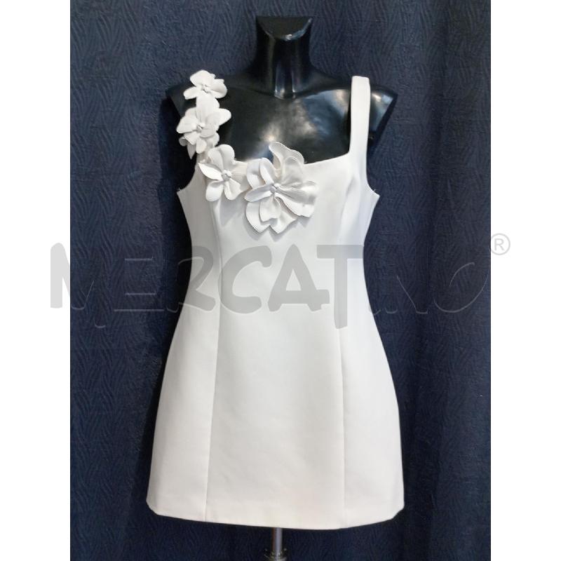 VESTITO DONNA FOREVER NEW BIANCO CON INSERTI FIORI SPALLA | Mercatino dell'Usato Moncalieri bengasi 1