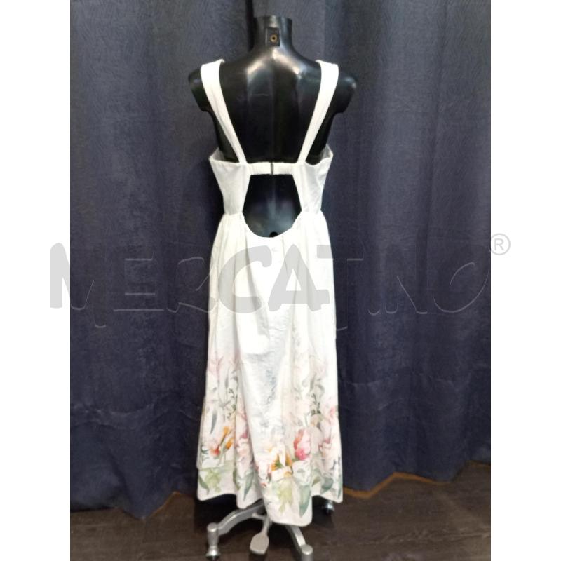 VESTITO DONNA LINEN BLEND BIANCO FIORI LINO SVASATO | Mercatino dell'Usato Moncalieri bengasi 2