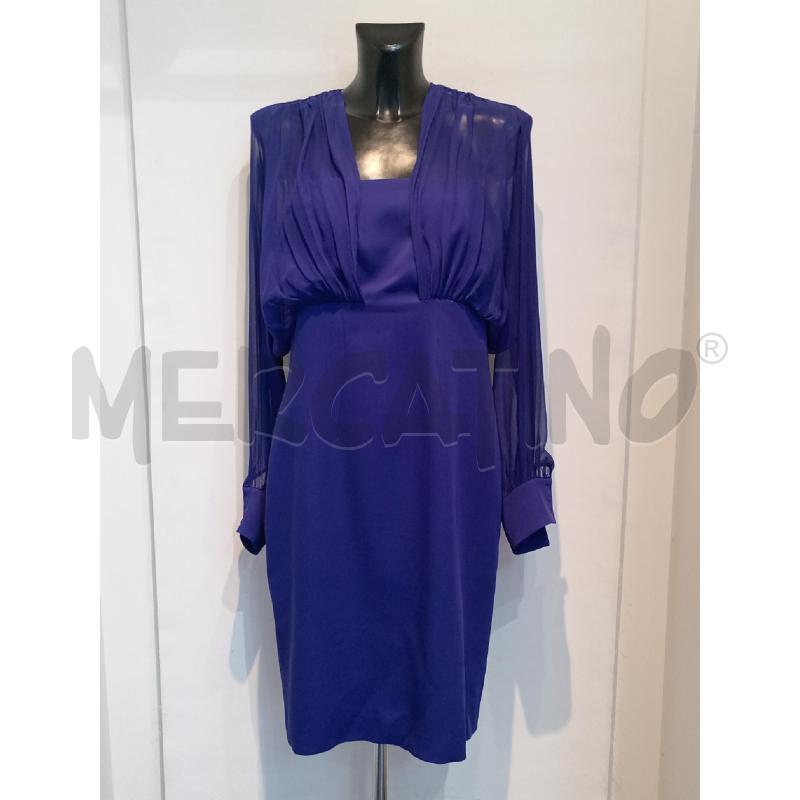VESTITO DONNA LUISA SOPAGNOLI BLU ELETTRICO CON MANICHE IN RASO   | Mercatino dell'Usato Moncalieri bengasi 1