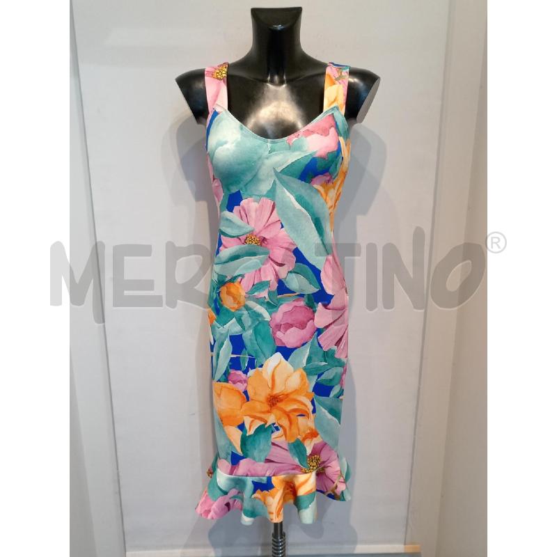 VESTITO DONNA MARCIANO SMANICATO CON FIORI E FOGLIE ROSA VERDE | Mercatino dell'Usato Moncalieri bengasi 1