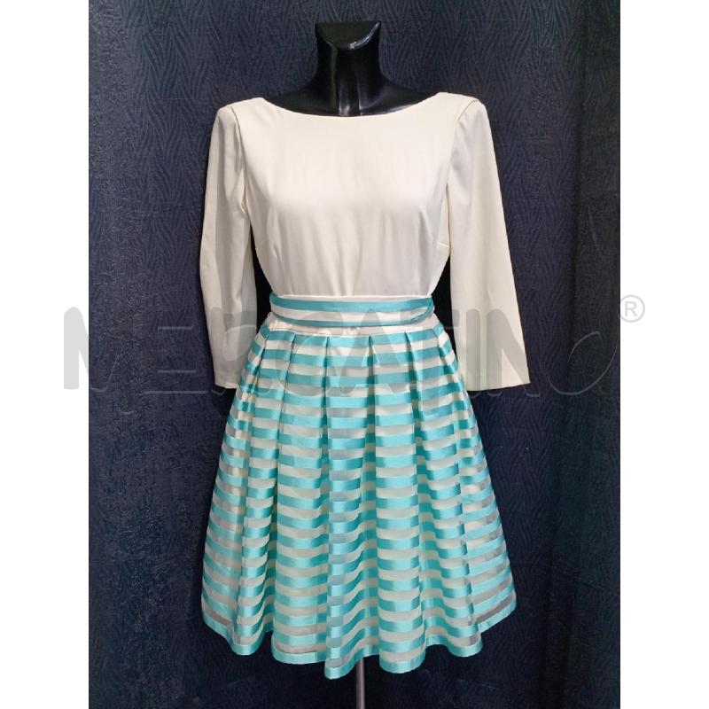 VESTITO DONNA MATILDE CANO CERIMONIA BIANCO RIGHE VERDI | Mercatino dell'Usato Moncalieri bengasi 1