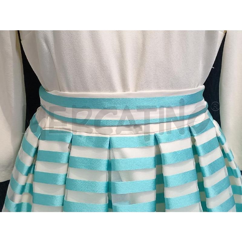 VESTITO DONNA MATILDE CANO CERIMONIA BIANCO RIGHE VERDI | Mercatino dell'Usato Moncalieri bengasi 4