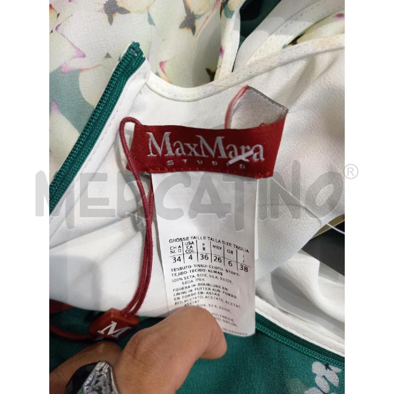 VESTITO DONNA MAX MARA BIANCO E VERDE CON FIORI ORTENSIA BIANCHI  | Mercatino dell'Usato Moncalieri bengasi 5