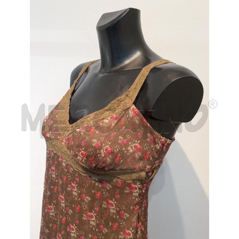 VESTITO DONNA MOTIVI MARRONE CON ROSE VIOLA E ROSSE IN SETA  | Mercatino dell'Usato Moncalieri bengasi 3