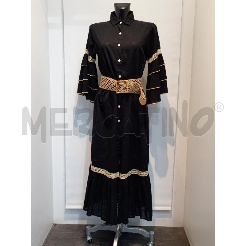 VESTITO DONNA PANAJI NERO CON INSERTI DORATI E CINTURA | Mercatino dell'Usato Moncalieri bengasi 1