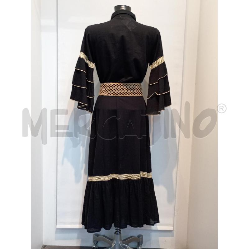 VESTITO DONNA PANAJI NERO CON INSERTI DORATI E CINTURA | Mercatino dell'Usato Moncalieri bengasi 2