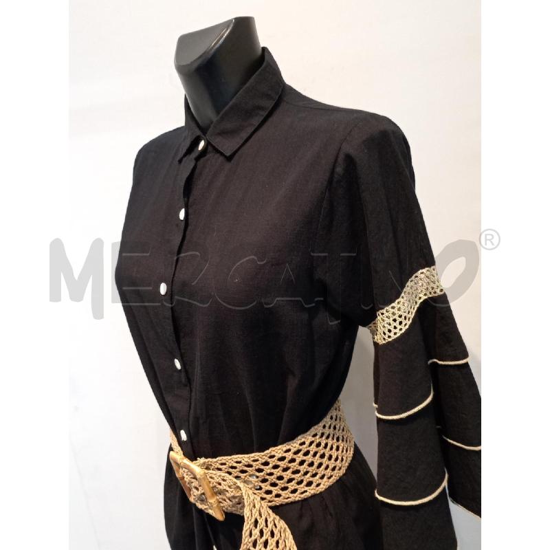 VESTITO DONNA PANAJI NERO CON INSERTI DORATI E CINTURA | Mercatino dell'Usato Moncalieri bengasi 3