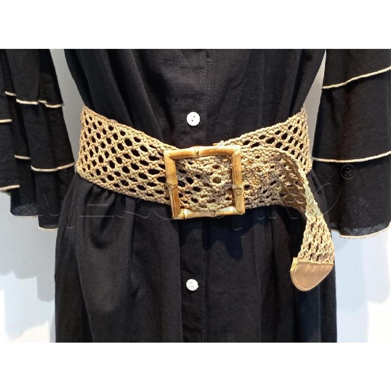 VESTITO DONNA PANAJI NERO CON INSERTI DORATI E CINTURA | Mercatino dell'Usato Moncalieri bengasi 4