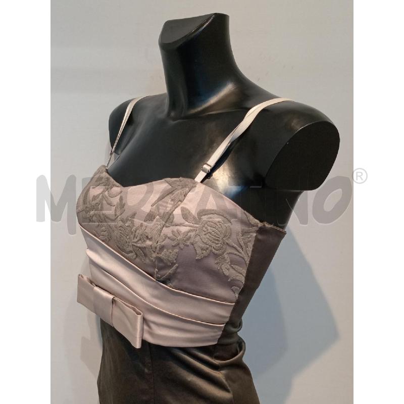 VESTITO DONNA RINASCIMENTO BEIGE MARRONE CON INSERTO PIZZO | Mercatino dell'Usato Moncalieri bengasi 3