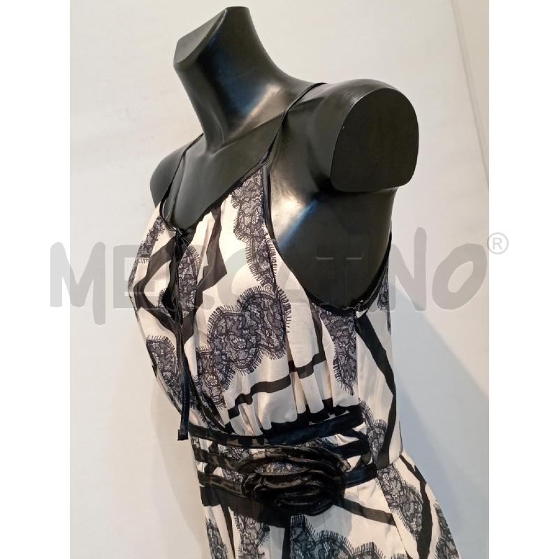 VESTITO DONNA RINASCIMENTO NERO BEIGE CON SPILLA ROSA NERA | Mercatino dell'Usato Moncalieri bengasi 3