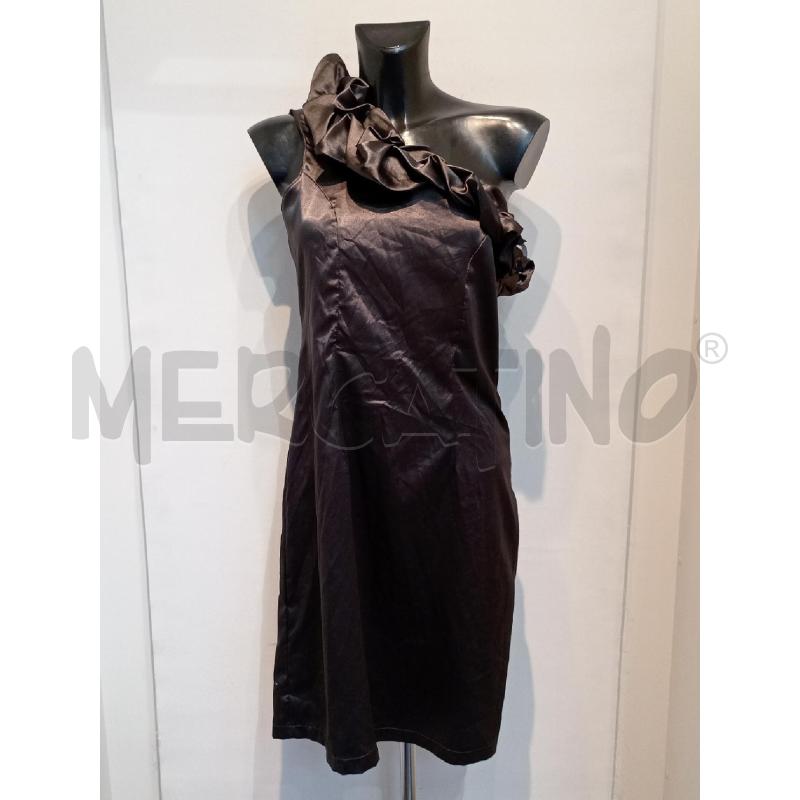VESTITO DONNA RINASCIMENTO NERO MONOSPALLA CON ARRICCIATURA RASO | Mercatino dell'Usato Moncalieri bengasi 1