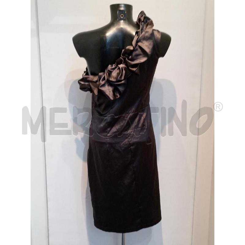 VESTITO DONNA RINASCIMENTO NERO MONOSPALLA CON ARRICCIATURA RASO | Mercatino dell'Usato Moncalieri bengasi 2