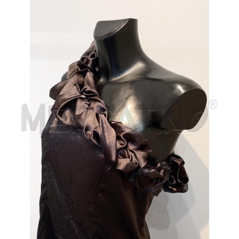 VESTITO DONNA RINASCIMENTO NERO MONOSPALLA CON ARRICCIATURA RASO | Mercatino dell'Usato Moncalieri bengasi 3