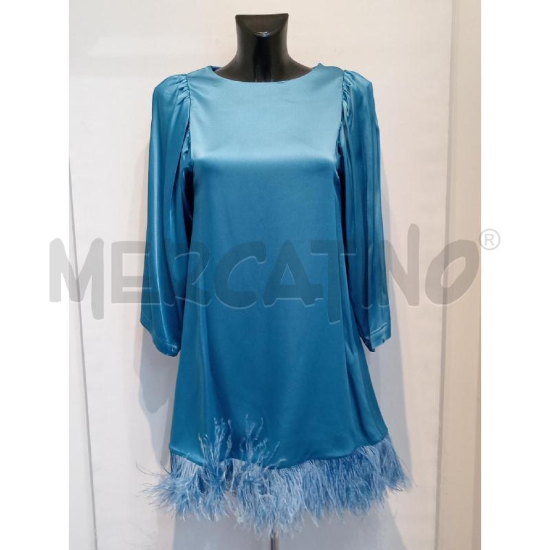 VESTITO DONNA SEMICOUTURE AZZURRO CON PIUME FONDO | Mercatino dell'Usato Moncalieri bengasi 1
