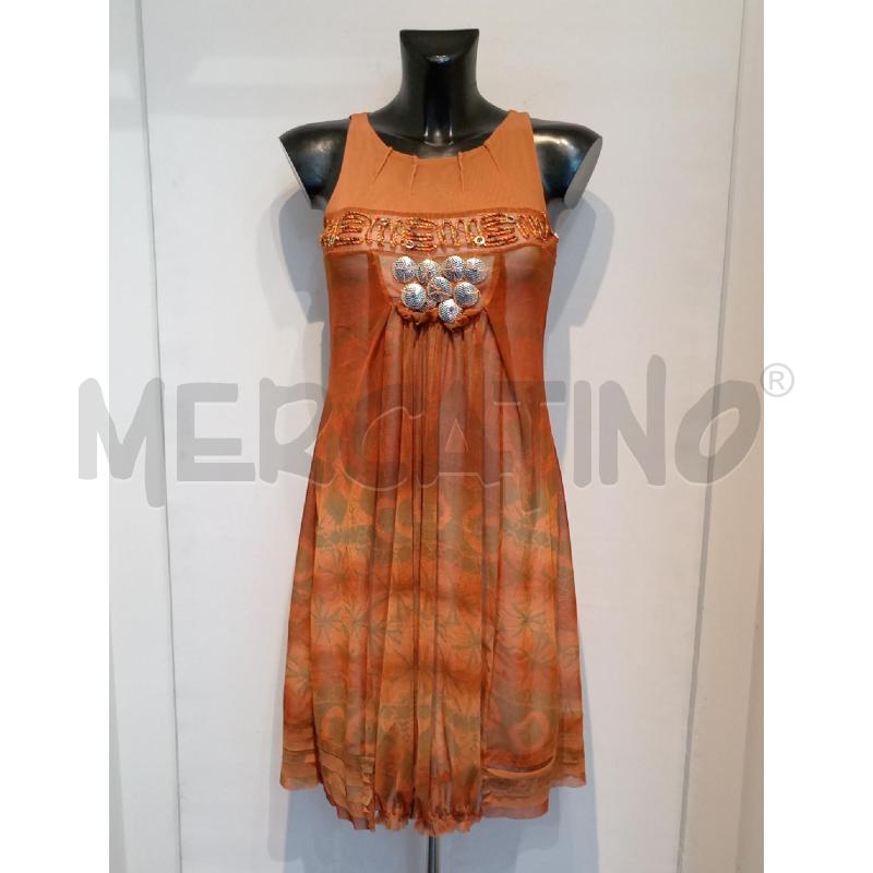 VESTITO DONNA SONIA FORTUNA MARRONE VOILE CON PARTICOLARE CERCHI DAVANTI | Mercatino dell'Usato Moncalieri bengasi 1