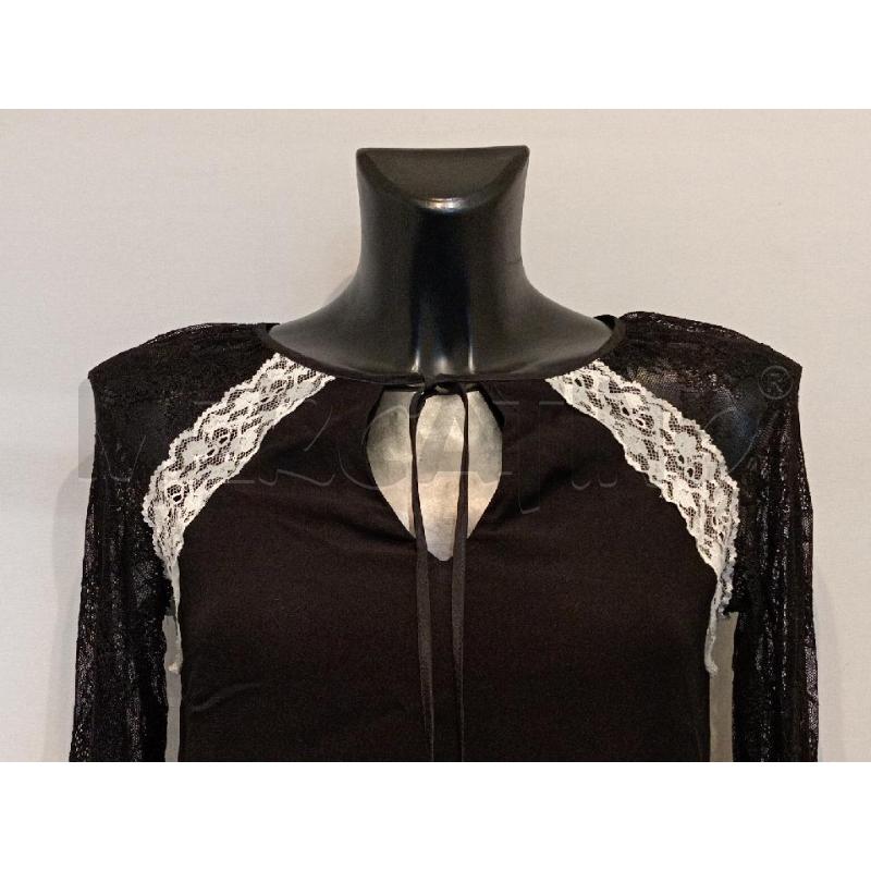 VESTITO DONNA TWINSET NERO MANICA PIZZO DETTAGLI PIZZO BIANCO  | Mercatino dell'Usato Moncalieri bengasi 4