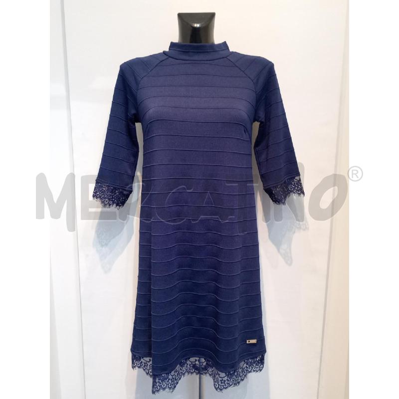 VESTITO DONNA TWIN SET BLU TUBINO INSERTI NPIZZO MANICA | Mercatino dell'Usato Moncalieri bengasi 1