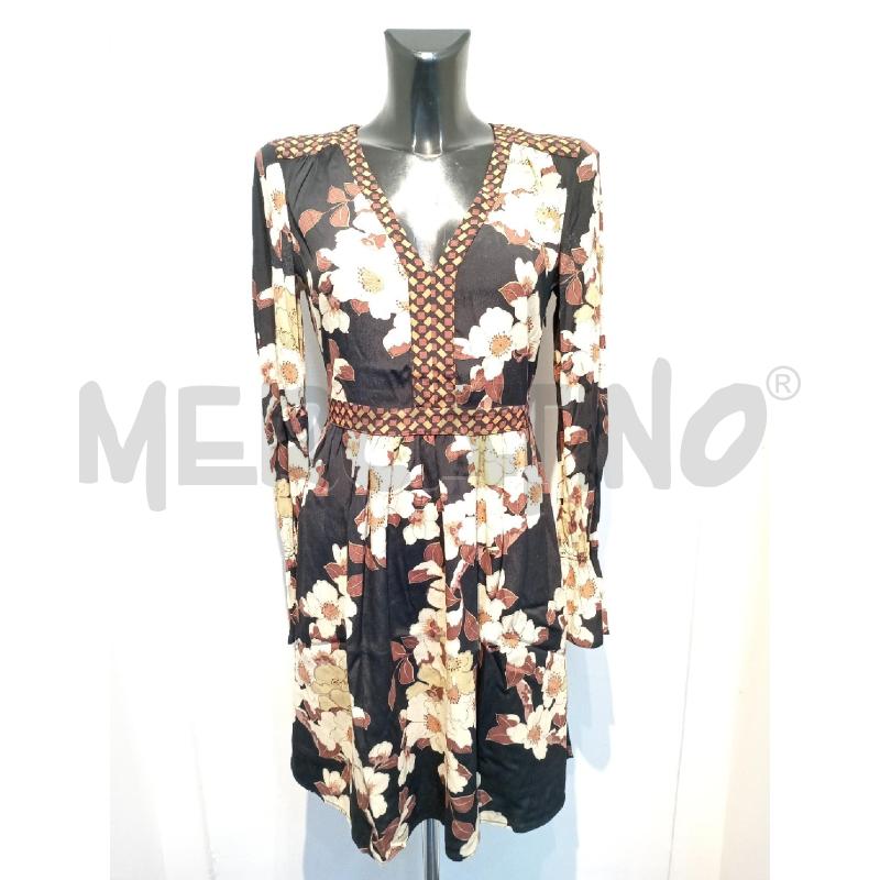 VESTITO DONNA TWIN SET NERO FIORI MARRONI SCOLLO V | Mercatino dell'Usato Moncalieri bengasi 1