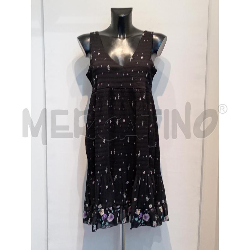 VESTITO DONNA ZARA BASIC NERO CON FIORELLINI LILLA | Mercatino dell'Usato Moncalieri bengasi 1