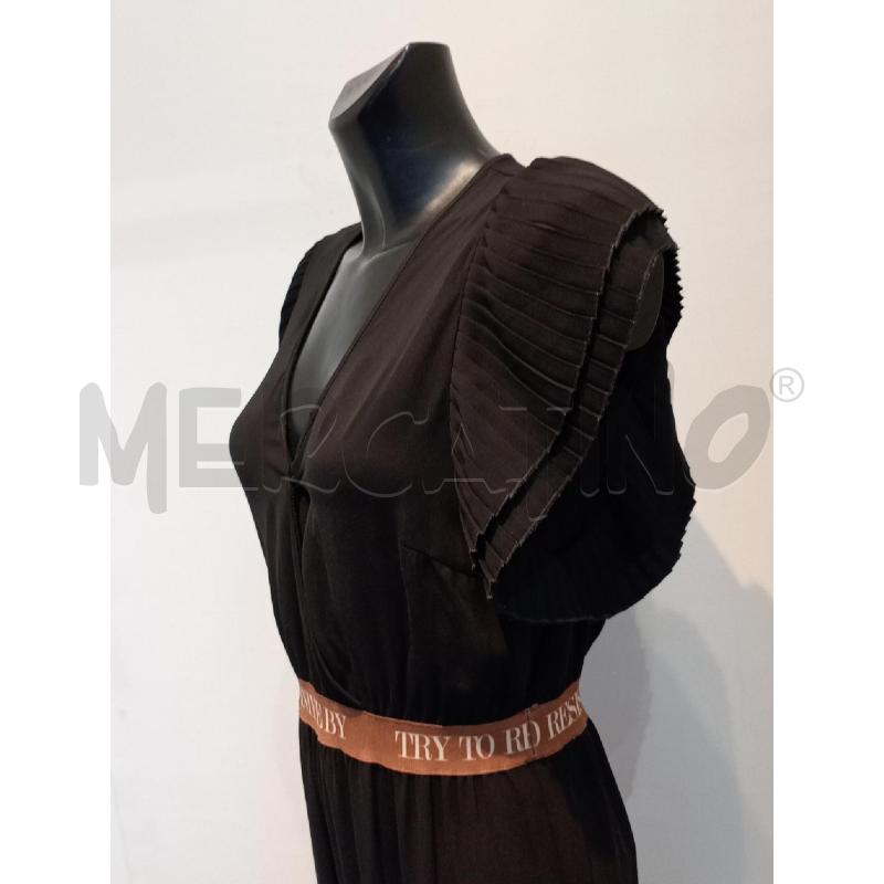 VESTITO TUTONE  DONNA ENIYEBY NERO EFFETTO CINTA MARRONE  | Mercatino dell'Usato Moncalieri bengasi 3