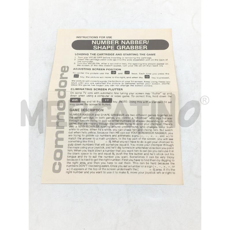 VIDEO GIOCO VIC 20 CARTDRIDGE NUMBER NABBER SHAPE GRABBER | Mercatino dell'Usato Moncalieri bengasi 3